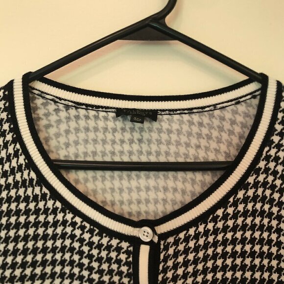 Talbots black/white houndstooth-print cardigan sz 3XP - Picture 4 of 8